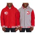 Men's JH Design Red/Gray Atlanta Hawks Two-Tone Reversible Fleece Hooded Jacket