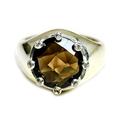 55Carat Genuine Round Smoky Quartz Gemstone Sterling Silver Ring Men Handcrafted Jewelry Sizes H to Z