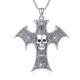 VENACOLY Bat Skull Cross Necklace 925 Sterling Silver Cross Necklace Gothic Jewelry Gift for Men Women