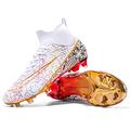 Football Boots Mens Football Shoes Teenager Trainers High Top Soccer Boots Shoes Turf Trainers,White Gold 077, 9.5 UK