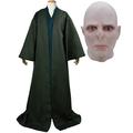 SINSEN Voldemort Costume Robe Cape Innerwear Voldemort Mask Demon Creepy Halloween Cosplay Outfits Accessories for Adults Men