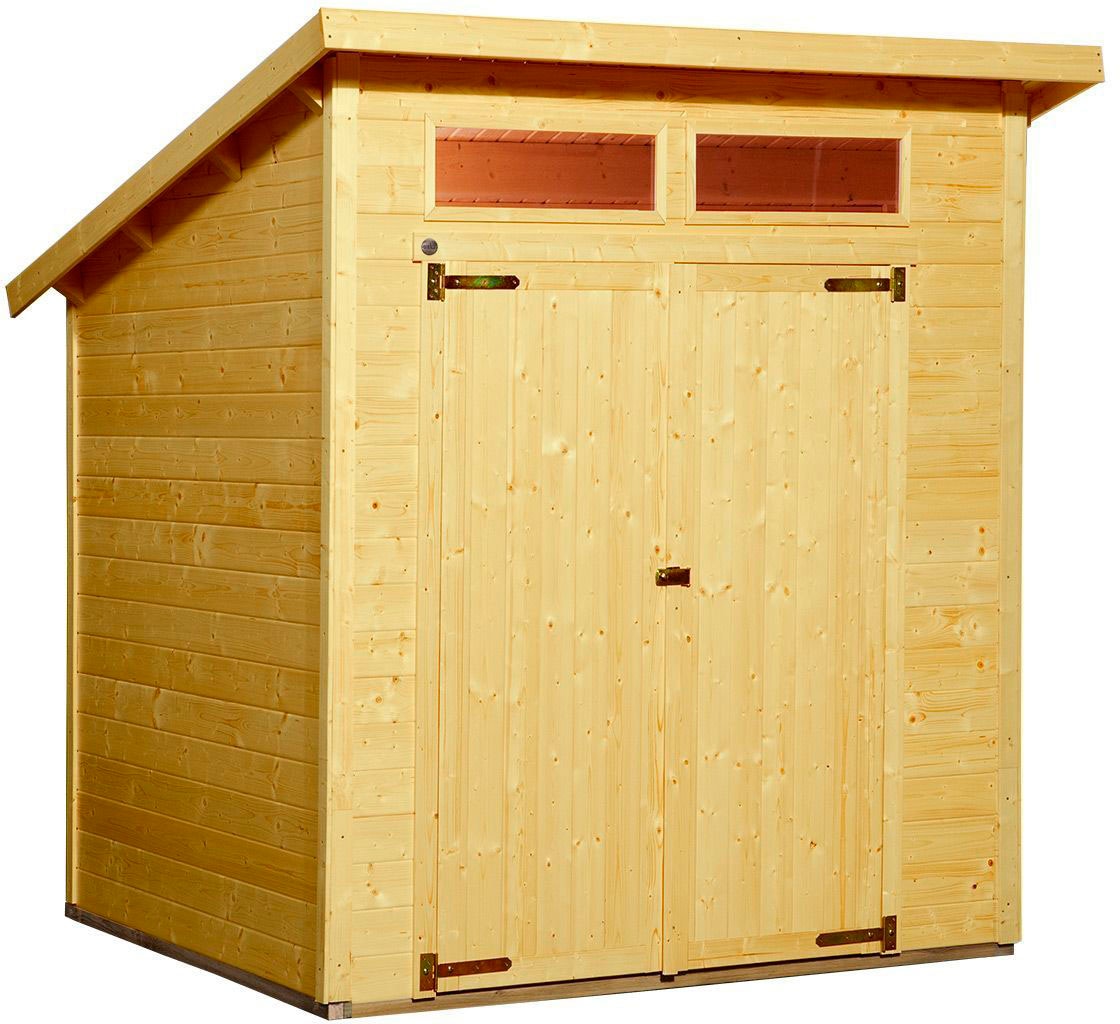 Gartenhaus WEKA "325 A, lasiert, 19 mm", braun (eiche hell lasiert), Fußboden im Gartenhaus, ohne Rück- und Seitenwand, ohne Dacheindeckung, Massivholz, Gartenhäuser, Gartenhaus