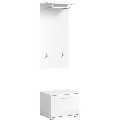 Garderoben-Set INOSIGN "Valge, Breite 55cm, 2-tlg. Set, best. aus: Sitzbank & Garderobenpaneel", weiß, B:55cm H:191cm T:37cm, Holzwerkstoff, Kastenmöbel-Sets, Garderobenkombination, Dielen Set, Flur Set, Kombination Image