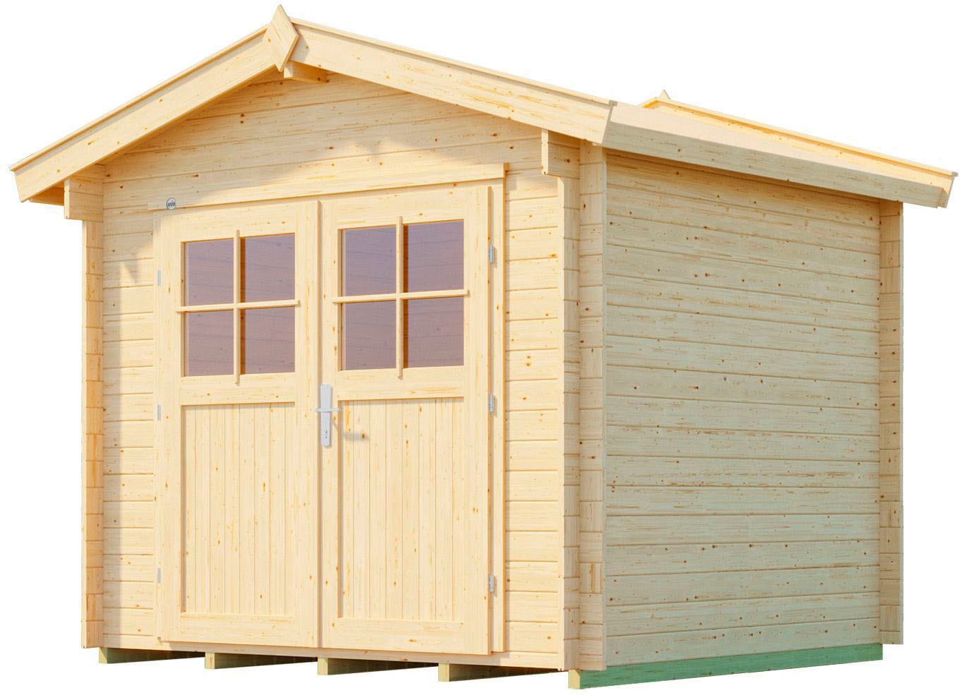 Gartenhaus WEKA "Premium45 Gr.1, natur", beige (naturbelassen), Fußboden im Gartenhaus, ohne Rück- und Seitenwand, Gartenhäuser Image