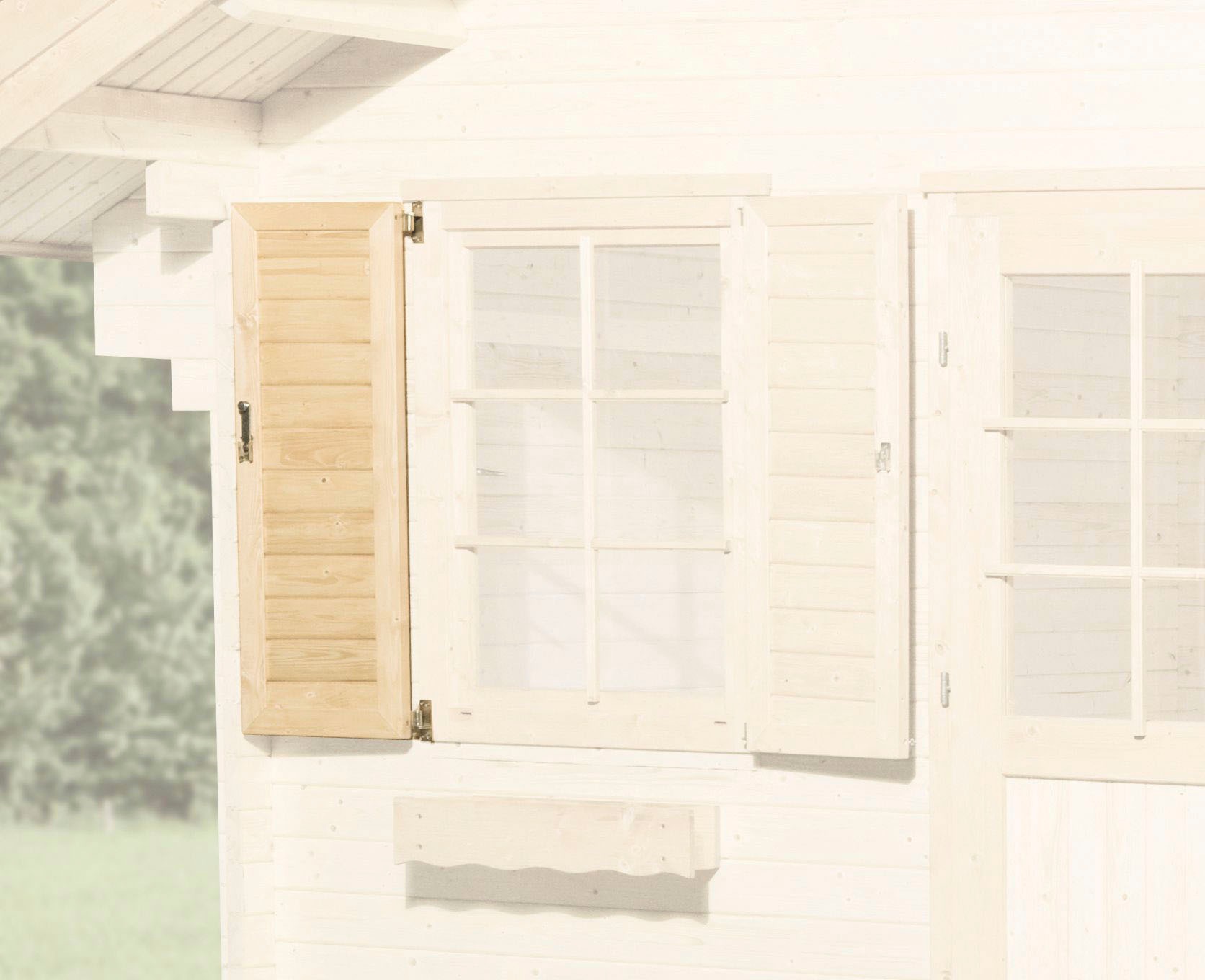 Fensterladen WEKA "1-seitig für Fenster 84x113cm (213, 149/177)", beige (naturbelassen), B:84cm H:113cm T:4cm, Massivholz, Fensterläden, Zusätzlicher Schutz vor Einbrüchen