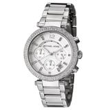Michael Kors Accessories | Michael Kors Mk5353 Parker Crystal Chronograph Stainless Steel Womens Watch | Color: Gray/Silver | Size: Os