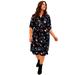 Torrid Dresses | Brand New Torrid Black Floral Midi Challis Button Front Shirt Dress. Plus Sz 0x | Color: Black/Blue | Size: 0x