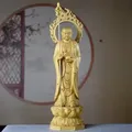Statue décorative de Ksitigarbha en bois massif statue de Bouddha chinois sculptée à la main