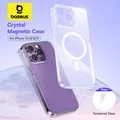 Bas192.- Étui de chargement magnétique sans fil transparent pour iPhone coque en cristal PC dur