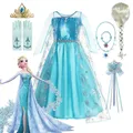 Costume de la Reine des Neiges pour Fille Tenue de Princesse Elsa pour Halloween Carnaval