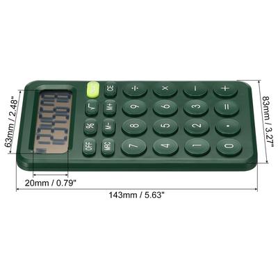 Desk Basic Cute Calculator Battery Powered with 8 Digit Style 1, Dark Green - Dark Green