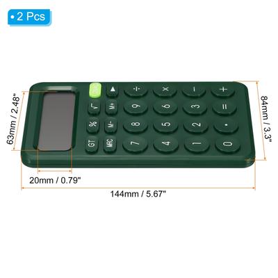 Desk Basic Cute Calculator 2pcs Calculators Battery Powered 12 Digit Dark Green