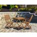 East West Furniture 3 Piece Outdoor Bistro Set- a Square Coffee Table and 2 Folding Side Chairs, Natural Oil(Chair Style Option)