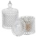 2PCS Glass Apothecary Jars Set Qtip Holders with Lid Crystal Vanity Organizers Makeup Storage Containers Decorative Canisters for Home Kitchen Bathroom