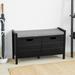 Latitude Run® Lynard Shoe Storage Bench Polyester/Wood/Manufactured Wood in Black | 19.5 H x 35.49 W x 11.7 D in | Wayfair