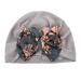 Sun Hat For Baby Boys Floral Print Knitted Cap Beanie Bowknot Elastics Turban Beach Hats Gray One Size