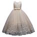 Girls Dresses Summer Flower Lace For Kids Wedding Bridesmaid Pageant Party Formal Long Maxi Gown Big First Birthday Dance Prom Sequin Bowknot Puffy Tulle Sun Dress