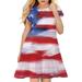 Girls Dresses Independence Day 4Th Of July Graphic Printed Short Sleeve Casual Party Princessdresses For Girls