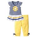 Lovskoo Two Piece Outfit Set Toddler Kids Baby Girls Fashion Cute Sweet Flower Stripe Print Flying Sleeve Pants Suit for 1-8 Years Baby Clothes Yellow