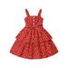 kpoplk Girls Dresses Girl s Cute Love Polka Dots Strap Summer Dress for Casual Floral Sundress Girls Clothes Toddler Dresses(Red 6-7 Y)