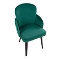 Dahlia Contemporary Dining Chair In Black Wood & Cream Fabric w/ Chrome Accent By George Oliver - Set Of 2 Upholstered/Fabric in Green | Wayfair