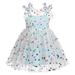 IBTOM CASTLE Toddler Baby Girls Rainbow Tutu Floral Sequin Backless Tulle Dress for Cake Smash Birthday Party Photoshoot 12-18 Months Blue Sequin Dots