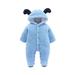 WREESH Newborn Baby Girls Boys Animal Bear Ears Rompers Winter Warm Hooded Jumpsuit Overall Baby Clothes Blue