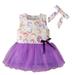 Girls Fashion Dresses Bohemian Floral Prints Ball Gown Tulle Sleeveless Beach Hairband Princess Dresses For Girls