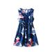 Girls Fashion Dresses Crew Neck Summer Sleeveless Suncasual Beach Floral Prints Party Dress