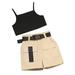 New Born Blanket for Girls Baby Blanket with Snaps Kids Child Toddler Baby Girls Sleeveless Ribbed Vest Tops Patchwork Shorts Pants With Belt Outfits Set