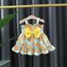 Herrnalise Toddler Baby Girl Summer Dress Sleeveless Bandeau A Line Halter Floral Print Pullover bowknot Beach Dress One Piece Outfits Pleated Short Dresses(6M-4year)Yellow