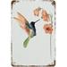 Sdmnsg-T Antique Metal Tin Sign Hummingbird Watercolor Colorful Bird Aluminum Metal Sign Hummingbird Art Decor Hummingbird Paradise Wall Sign 12x8 Inch