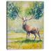 DESIGN ART Designart Deer with Blue Horn Abstract Canvas Art Print 12 in. wide x 20 in. high