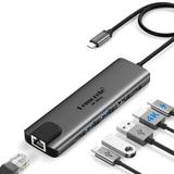 Lemorele Docking Station 6-in-1 Aluminum USB C Adapter with 4k HDMI USB a 3.0 and USB C 3.0 Gigabit Ethernet 100w Fast Charge Support Windows/Macos/Android/Ios/Linux