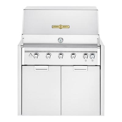 Crown Verity IGM36LP-LT Infinite Series 36" Liquid Propane Modular Grill with Roll Dome, Bun Rack, 2-Door Cabinet, Propane Holder, and Light Package - 79,250 BTU