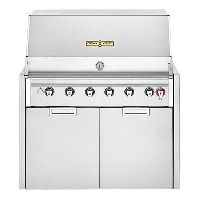 Crown Verity IGM42LP Infinite Series 42" Liquid Propane Modular Grill with Propane Holder, Roll Dome, 2-Door Cabinet, and Bun Rack - 94,000 BTU