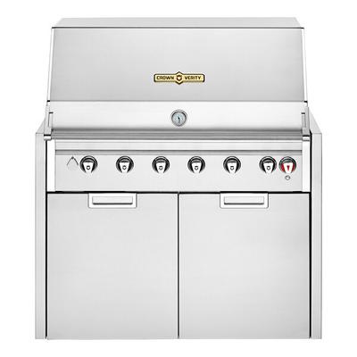 Crown Verity IGM42LP-LT Infinite Series 42" Liquid Propane Modular Grill with Roll Dome, Bun Rack, 2-Door Cabinet, Propane Holder, and Light Package - 94,000 BTU