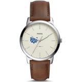 Men's Fossil Silver Mississippi University for Women Owls The Minimalist Brown Leather Watch