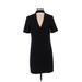 Zara Cocktail Dress - Shift Mock Short sleeves: Black Print Dresses - Women's Size X-Small
