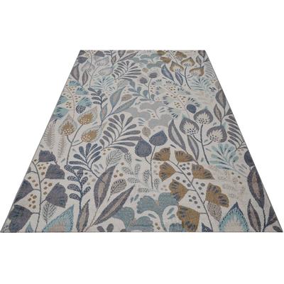 Outdoorteppich ESPRIT "Lilly, ESP-21082", blau (blau beige), B:133cm H:4mm L:200cm, Polypropylen (PP), Teppiche, Läufer, wetterfest mit blumigem Muster ideal für Balkon, Terrasse Image