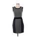 Nine West Casual Dress - Sheath Scoop Neck Sleeveless: Gray Color Block Dresses - Women's Size 2