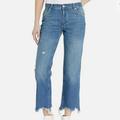 Free People Jeans | Free People Maggie Mid-Rise Distressed Raw Edge Crop Jean In Sequoia Blue | Color: Blue | Size: 27