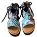 Free People Shoes | Free People Aubrey Wrap Sandal Snakeskin Black Purple Blue Tie Zipper Heel 38/8 | Color: Black/Purple | Size: 8