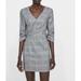 Zara Dresses | L // Zara Basic Gray Plaid Pleated V-Neck Dress | Color: Gray | Size: L