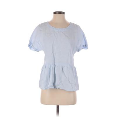 Saks Fifth Avenue Short Sleeve Blouse: Blue Tops - Women's Size X-Small