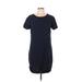 Splendid Casual Dress - Shift Crew Neck Short sleeves: Blue Print Dresses - Women's Size Large