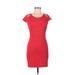 BB Dakota Casual Dress - Sheath Scoop Neck Short sleeves: Red Print Dresses - Women's Size Medium