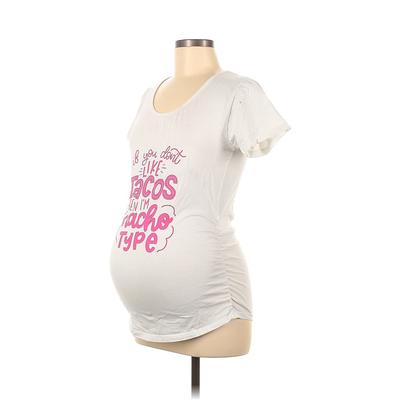 Oh! Mamma Short Sleeve T-Shirt: White Tops - Women's Size Medium Maternity
