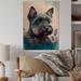 Red Barrel Studio® Cute Schnauzer Floral Art - Unframed Print on Wood in Blue/Brown/Gray | 20 H x 12 W x 1 D in | Wayfair