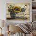 August Grove® Fruit & Flowers In Basket I - Unframed Print on Wood Metal in Blue/Brown/Yellow | 16 H x 32 W x 1 D in | Wayfair